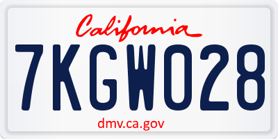 CA license plate 7KGW028