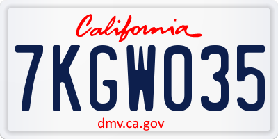 CA license plate 7KGW035