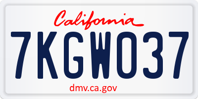 CA license plate 7KGW037