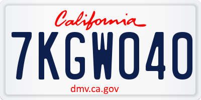 CA license plate 7KGW040
