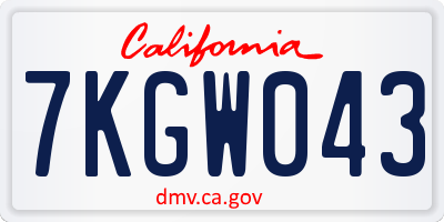 CA license plate 7KGW043