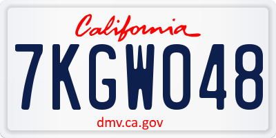 CA license plate 7KGW048