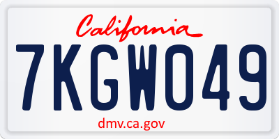 CA license plate 7KGW049