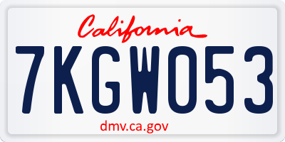 CA license plate 7KGW053