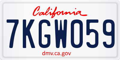 CA license plate 7KGW059