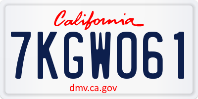 CA license plate 7KGW061
