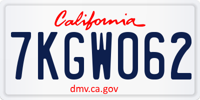 CA license plate 7KGW062