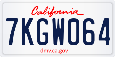 CA license plate 7KGW064