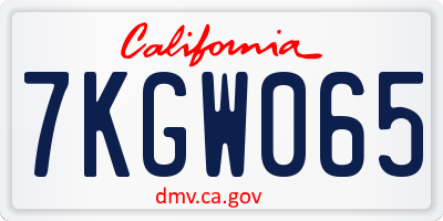 CA license plate 7KGW065