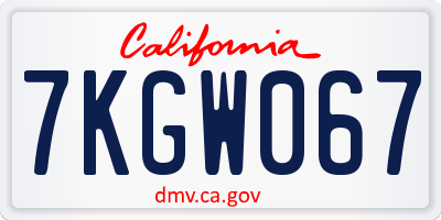 CA license plate 7KGW067