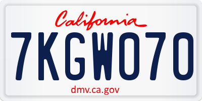 CA license plate 7KGW070