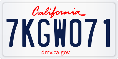 CA license plate 7KGW071