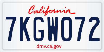 CA license plate 7KGW072