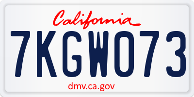 CA license plate 7KGW073