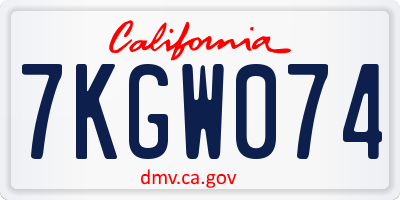 CA license plate 7KGW074