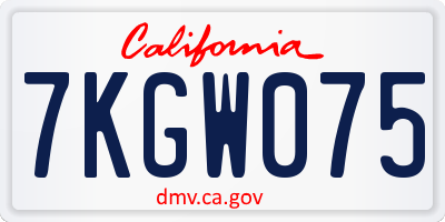CA license plate 7KGW075