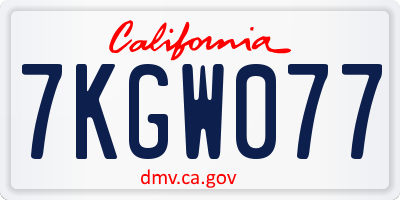 CA license plate 7KGW077
