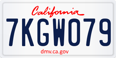 CA license plate 7KGW079