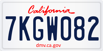 CA license plate 7KGW082