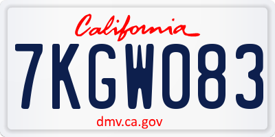 CA license plate 7KGW083