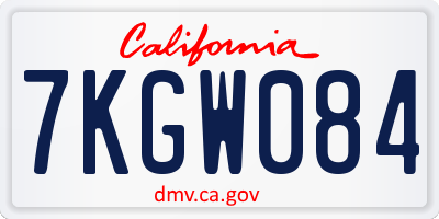 CA license plate 7KGW084