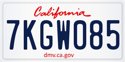CA license plate 7KGW085