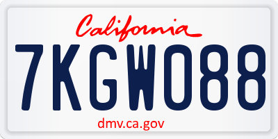 CA license plate 7KGW088