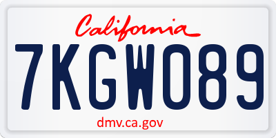 CA license plate 7KGW089