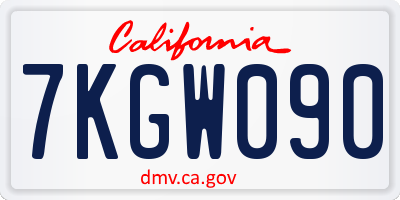 CA license plate 7KGW090