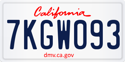 CA license plate 7KGW093