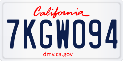 CA license plate 7KGW094