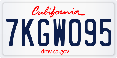CA license plate 7KGW095