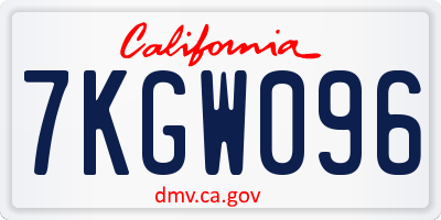 CA license plate 7KGW096