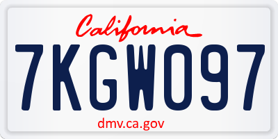 CA license plate 7KGW097