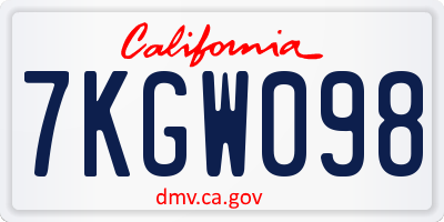 CA license plate 7KGW098