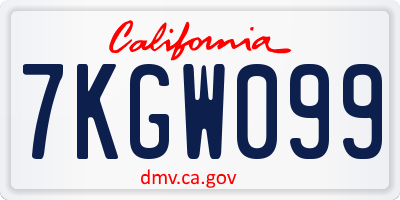CA license plate 7KGW099