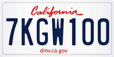 CA license plate 7KGW100