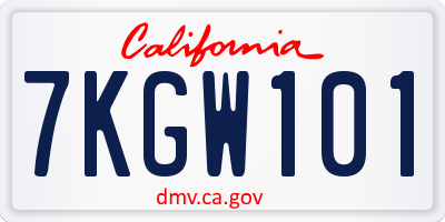 CA license plate 7KGW101