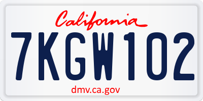 CA license plate 7KGW102
