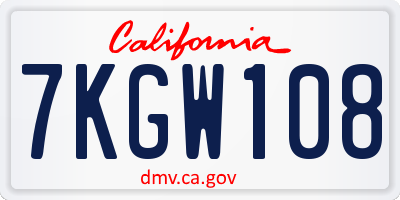 CA license plate 7KGW108