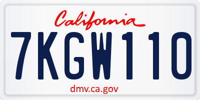 CA license plate 7KGW110