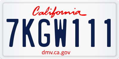 CA license plate 7KGW111
