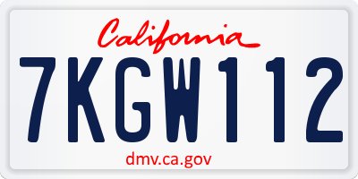 CA license plate 7KGW112