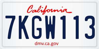 CA license plate 7KGW113