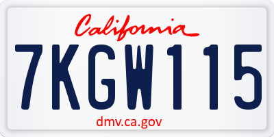 CA license plate 7KGW115