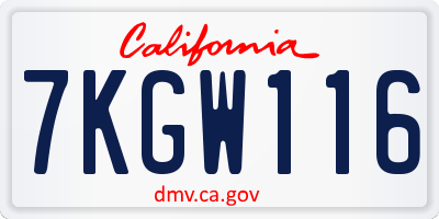CA license plate 7KGW116