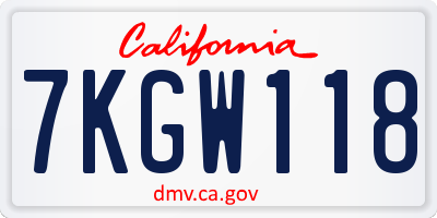 CA license plate 7KGW118