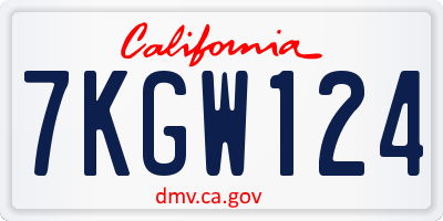 CA license plate 7KGW124