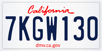 CA license plate 7KGW130