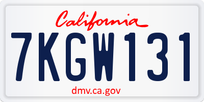 CA license plate 7KGW131